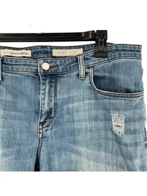 Pilcro Hyphen Cuffed Distressed Cropped Blue Jeans Size 31 Boho Festival Chic thumbnail 3