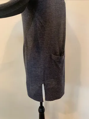 LOFT Women’s XXS Petite Charcoal Gray Longline Button Up V-Neck Cardigan Sweater thumbnail 4