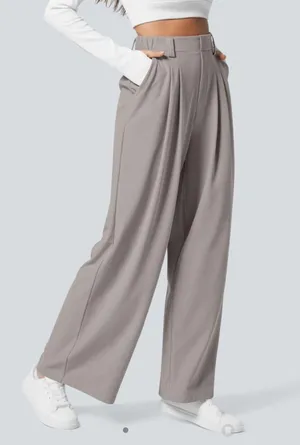 Halara Gray  Wide Leg Waffle Work Pants thumbnail 1