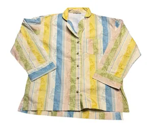 ✨😴 Parterre Striped‎ Floral Pajama Top XS Oversized Cotton Sleep Shirt 😴✨ thumbnail 1