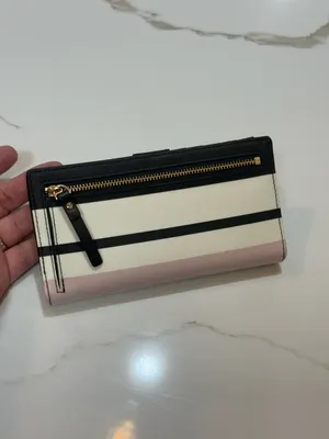 Kate Spade New York Eden Street Stacy Bifold Wallet Pink White Black Stripes thumbnail 2