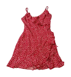 H&M Size Medium Red White Floral Wrap Mini Dress Lightweight Adjustable‎ Spring thumbnail 1
