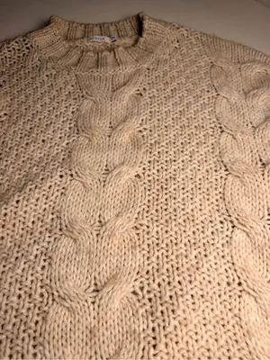 MERSEA Womens OS Chunky Cable Knit Sweater Wool Alpaca Cream Made in Italy thumbnail 9