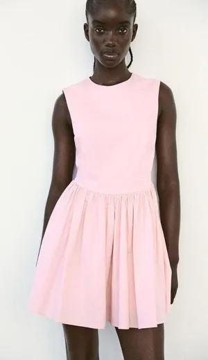 Elegant Pink Sleeveless Dress thumbnail 1