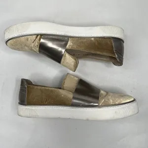Stuart Weitzman Sz 9 The Boyband Gold Gilt Pane Velvet Slip Sneaker Shoe Women's thumbnail 6