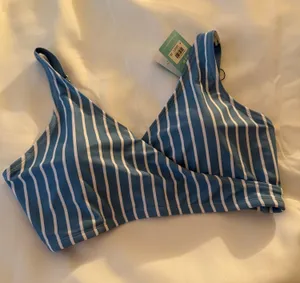 Kindred Bravely maternity bikini Blue Stripe Women's Swim Top thumbnail 1