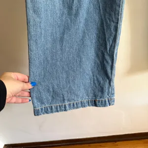90s Vintage Old Navy Baggy Wide Leg Carpenter Blue Jeans | Size 6 thumbnail 3
