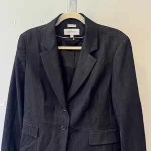 Calvin Klein Stretch Blazer Jacket Charcoal Gray 2 Button Professional Size 14 thumbnail 4