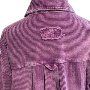 la miel Corduroy Shacket SZ M Purple Button Down Raw Hem Pocket Wide Wale Jacket thumbnail 7