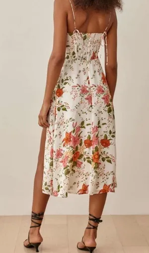 Sunfere Erica Printed Lace Up Slit Midi Dress thumbnail 2