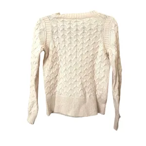 JCREW Honeycomb Cable Knit Crewneck‎ Sweater White Small thumbnail 5