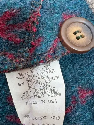 Vintage Ivy Wool Blend Blanket Jacket XL Lodge Print‎ Red Multi Western Gorpcore thumbnail 10