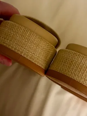 Forever women's beige raffia woven slide sandals in size 7 thumbnail 7
