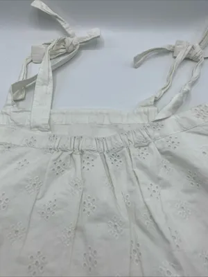 Aerie White Eyelet Cropped Tie Strap Summer Beach Cottage Core Tank top Small thumbnail 6