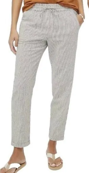 J.Crew Factory Striped Linen Cotton Blend Drawstring Pant Size 2 Pull On thumbnail 1