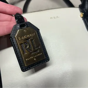 Lauren Ralph Lauren Newbury Black & White Large Double Zipper Shoulder Bag thumbnail 2