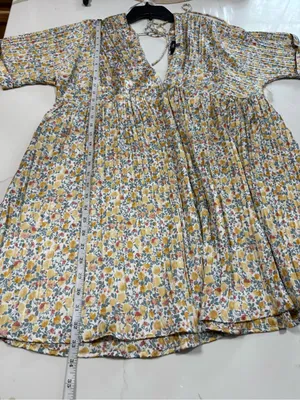 Lulus Express Yourself Yellow Floral Print Satin Babydoll Mini Dress Size XL NWT thumbnail 12