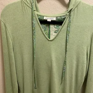 Roller Rabbit Green Lena Ribbed Long Sleeve Hoodie Size Small thumbnail 4