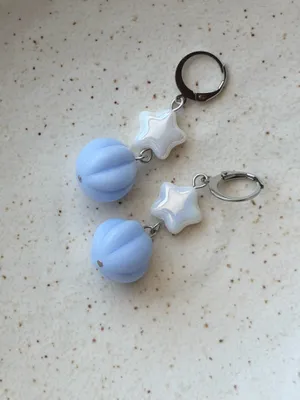 Handmade Czech glass beads fairy cottage whimsical dangle earrings🌟🩵 thumbnail 4