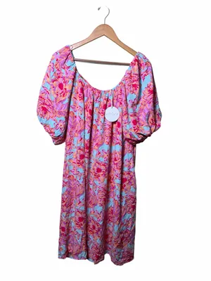 Petal + Pup Leyden Pink Floral Puff Sleeve Midi Dress US 8 NWT thumbnail 2