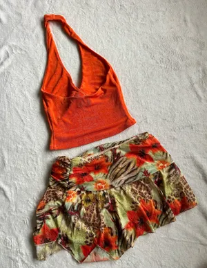 Outcast Clothing 2 Piece Set Cetara Top Orange Cetara Mini Skirt Tigerlily thumbnail 4