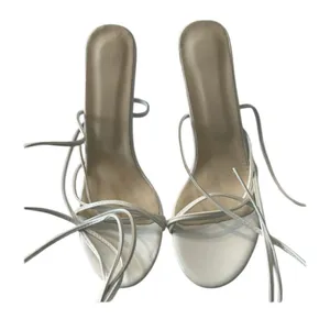 NWT White Strappy Sandals no size on sandals see size chart and measurements thumbnail 1