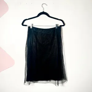 VTG Y2K Black Mesh Midi Skirt Sz‎ 6 Fairycore Gothic Floral Indie Sleaze 2000s thumbnail 2