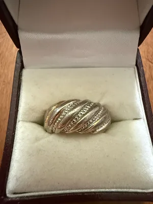 Vintage 14 KT GE Gold-Tone/Silver-Tone Ribbed Dome Ring Size 4 3/4 thumbnail 1