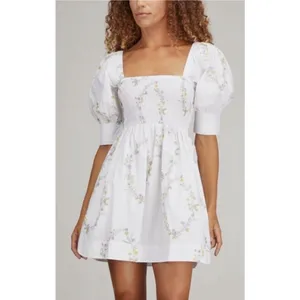 GANNI Floral Printed Poplin Cotton Mini-Dress 2 NWT Sun Puff Sleeve Cottagecore thumbnail 2