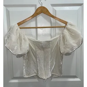 Reformation Amina Velvet Top Size 8 Fior Di Latte Corset Bodice Romantic thumbnail 4