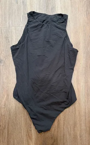 Skims Black Sleeveless Mock Neck Bodysuit‎ Slim Fit Stretch Snap Closure Top thumbnail 1