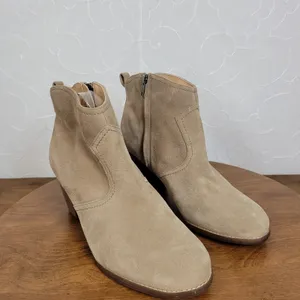 Lands' End Women Ankle Boots Size 10 Brown Tan Suede Zip Up Block Heel Casual thumbnail 7