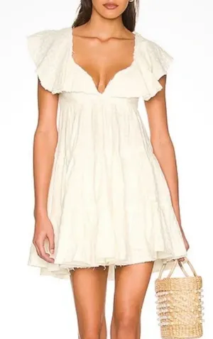 Free People Women's Undone Mini Dress - Ecru Wash Size Small NWT thumbnail 1