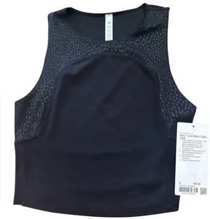 NWT LULULEMON Nulu and Mesh Yoga Tank size 8 Jewel Emboss Black Cropped Gym Run thumbnail 1