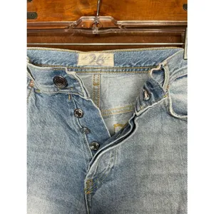 We The Free Distressed Jeans 26 Button Fly Raw Hem Straight Denim Y2K Festival thumbnail 3