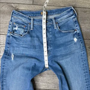 MOTHER The Tripper Ankle Fray Blue Distressed Straight Leg Jeans thumbnail 11