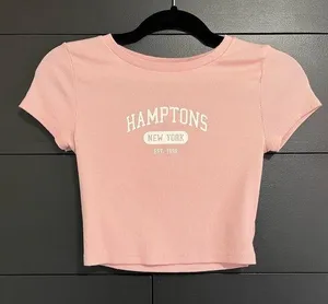 AEROPOSTALE Y2K Hamptons Seriously Soft Pink Ribbed Baby Tee Sz M EUC thumbnail 1