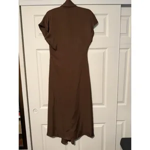 Zara Luxury Cowl Neck Chocolate Brown Midi Dress Flowy Collection‎ Capsule thumbnail 4
