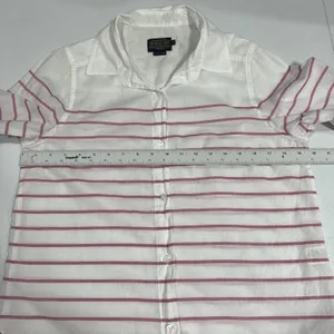 Pendleton Womens Button Down Shirt White Red Stripes Long Sleeve Top Size M thumbnail 5