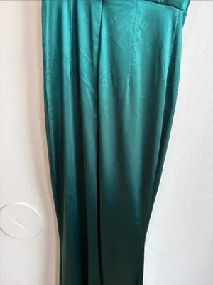 Hello Molly Emerald Green Satin Cowl Neck Slip Dress size xs thumbnail 5