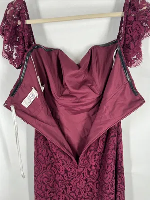 Jasmine Bridesmaids JB Burgundy Lace‎ Off Shoulder Dress NWT Size 6 thumbnail 11