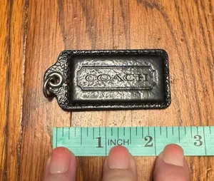 Coach Black Leather Bag Tag Y2K Poppy thumbnail 1