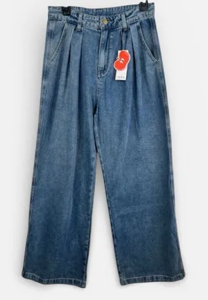 Cider Denim High Waisted Pleated Wide Leg Pants Size Medium NEW thumbnail 1