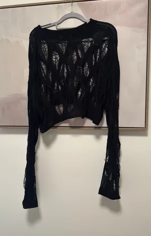 Edikted crochet cropped sweater thumbnail 1