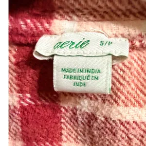 Aerie Pink White Plaid Flannel Button Down Shirt Cotton Sz S Softcore Layering thumbnail 3
