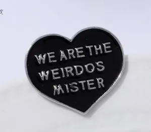 NWT Black Enamel Heart Shaped Lapel Pin Brooch WE ARE THE WEIRDOS, MISTER 🖤🖤🖤 thumbnail 1