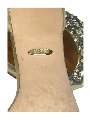 Badgley Mischka ❧ Barby Crystallized Heeled Sandals ❧ Gold Shimmery Leather ❧ 8M thumbnail 12