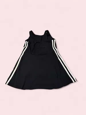 JoyLab Black Tank Skater Dress with white side stripes thumbnail 2
