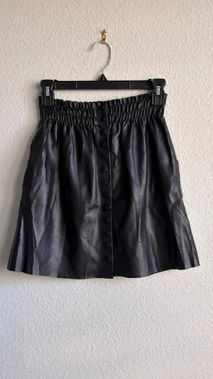 Zara black faux leather button front mini skirt size small thumbnail 3