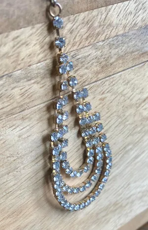 Charming Charlie Gold Strass Drop Statement Earrings thumbnail 4